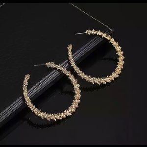 Gold Textured Round Hoop Earrings
